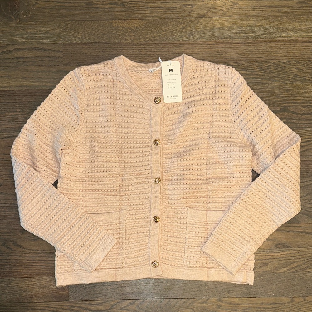 Tan/Beige Textured Button Cardigan